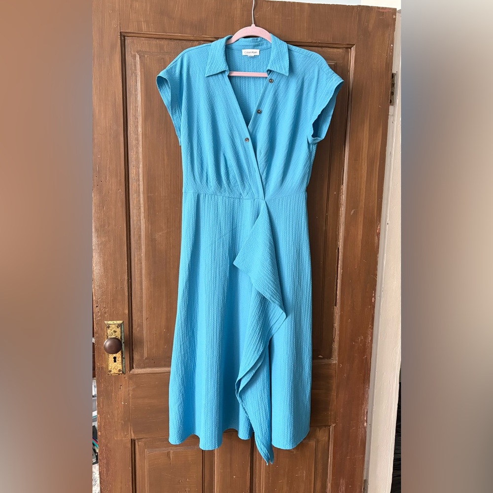 Calvin Klein Turquoise Blue Midi Dress
